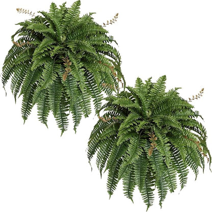 Artificial Boston Fern Silky Bush, 48IN Faux Fern Large Hanging Lifelike Plant for Indoors Outdoors Home Decor, Suitable for Porch Entrance Garden Home, 85Branches (2 Pcs)