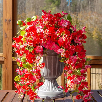 Fake Hibiscus Artificial Hanging Flowers Plants for Outdoors Spring Decoration, 2pcs Silk Hibiscus Vines Realistic UV Resistant Faux Flowers for Outside Planter Porch Patio Yard Wedding Party, Mix