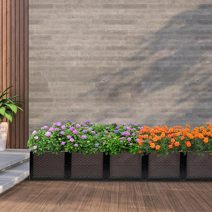 Large Raised Planter Box Outdoor Self Watering 78.7"x15.7"x14.2", Deep Raised Garden Bed - Elevated Garden Box with Drainage Plug, Rectangular Garden Planter Perfect for Patio Balcony Deck