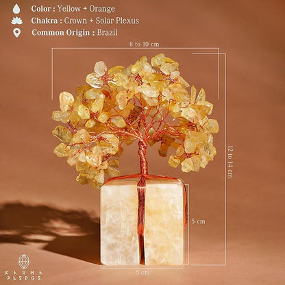 Crystal Tree for Birthday Gifts for Women, Handmade Raw Crystal Base Citrine Chakra Healing Crystal Tree of Life for Positive Energy, Money, Good Luck, Christmas Décor, Home and Office Decor