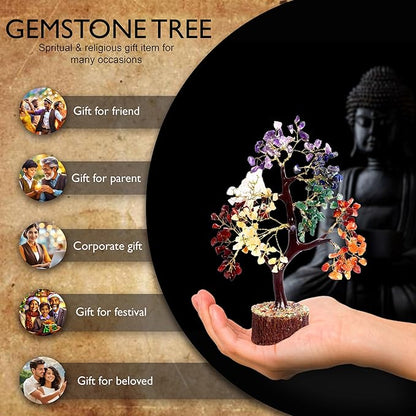 Wonder Care Handmade Seven Chakra Tree of Life,Crystals and Healing Stone Tree, Healing Crystal Tree for Positive Energy, 7 Chakra Tree, Spiritual Gifts, Feng Shui Tree, for Women