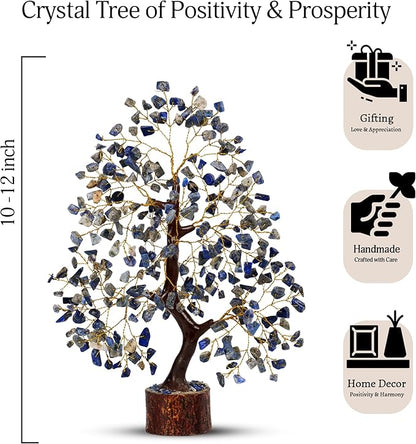 YATSKIA Lapiz Lazuli Crystal Tree - Good Luck Money Tree - Home Office Blue Decor - Feng Shui Stones and Crystals - Housewarming Gift for Women