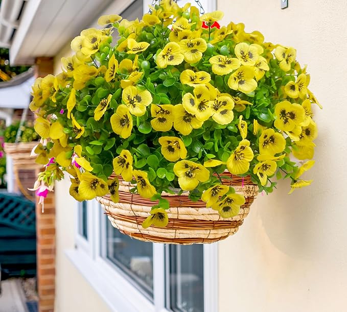 Artificial Flowers for Outdoors Fake Plants, 12pcs Fake Flowers Artificial Plants Outdoor UV Resistant,Silk Faux Flowers Shrubs Greenery Plants for Porch Garden Patio Window Box Decor