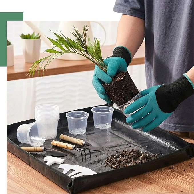 83 Pcs Garden Supplies Tools Kit, 3 Inch Clear Plastic Plant Pots with Transplanting Mat, Trowel Cultivator Rake Set, Label & Glove, Succulent Tools Gift for Plant Lovers Accessory