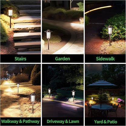 Low Voltage Landscape Path Light, Warm & Cool White Selectable Pathway Lights Wired, 12v Walkway Lamp IP65 Waterproof, LED Oil-Rubbed-Bronze Aluminum 150LM for Outside Patio Yard (4 Pack)