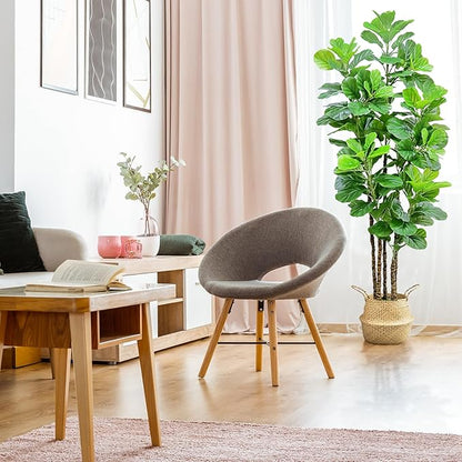 ROOMTEC Artificial Fiddle Leaf Fig Tree,7 FT Tall Artificial Tree with Woven Seagrass Plant Basket Fake Floor Plant in Pot for Home Decor Living Room Indoor Outdoor Office Bedroom Decor