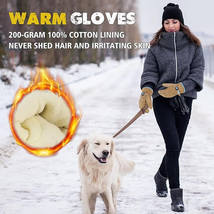 HLDD HANDLANDY Winter Work Gloves, Insulated Leather Work Glove with Abrasion Protection & Thinsulate Lining for Cold Weather