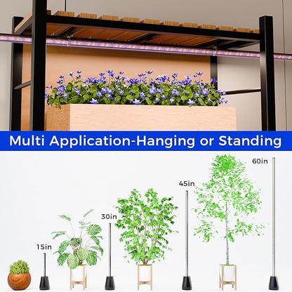 Standing Grow Light with Timer 2PC, 192 LEDs, 65 Inch Full Spectrum Vertical Plant Lamp for Indoor, 3 Light Modes, 5 Level Dimmable Floor Grow Light, Mimic Sunlight for Greenhouse/Garden
