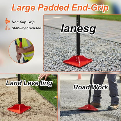 8" x 8" Steel Tamper Tool, 48" Long Handle Heavy Duty Hand Compactor for Soil, Gravel, Dirt & Asphalt, Ergonomic Ground Leveler for Pavers, Driveway Repair, Lawn & DIY Landscaping