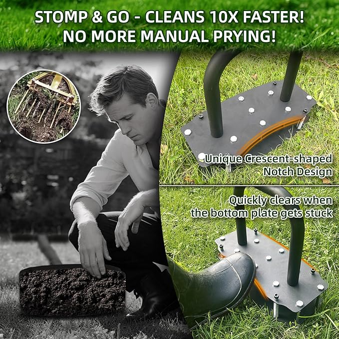Lawn Aerator Tool with Bolt-On Base & Kick-to-Unclog - Manual Grass Aerator for Compacted Clay Soil, Never Weld Never Break, 12.2x6 Inch Wide Plate Covers 20% More (Pre-Assembled)