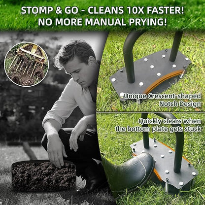 Lawn Aerator Tool with Bolt-On Base & Kick-to-Unclog - Manual Grass Aerator for Compacted Clay Soil, Never Weld Never Break, 12.2x6 Inch Wide Plate Covers 20% More (Pre-Assembled)