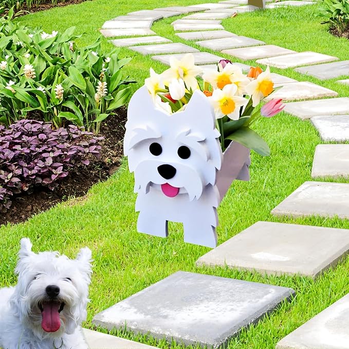 West Highland White Dog Planter Plant Pots,Cute Dog Flower Planter,Gifts for Pet Lovers,Unique Animal Plant Pots,Office,Indoor Outdoor Garden Decor(9.45 * 8.38 * 11.85in)