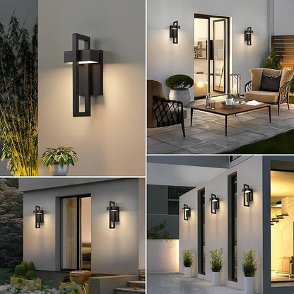 tewei LED Outdoor Wall Sconce Modern Exterior Lighting Fixtures, Matte Black Outdoor Front Porch Lights LED Outside Wall Mount Lights for House, Hallway, Warm White 3000K, 1 Pack