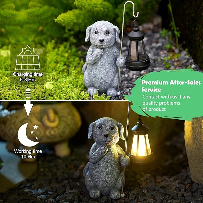 Qeeman Garden Decor Statues: Mothers Day Birthday for Mom Grandma Women Sister Wife Lady Lover - Front Patio Balcony Yard Art Lawn Ornaments Porch Outdoor Outside Decorations (Dog)