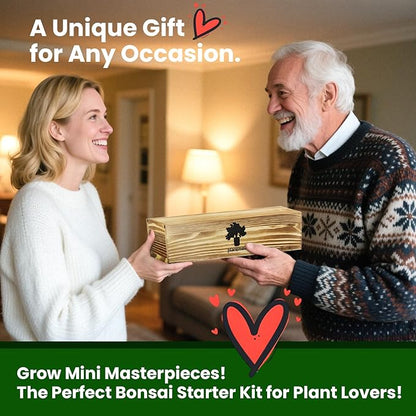 Bonsai Tree Kit - Christmas Gifts, Christmas Gifts for Women & Men, Christmas Gifts for Mom - Complete Beginner Bonsai Starter Kit with Tools & Seeds | Unique DIY Gardening Gift Set for Plant Lovers