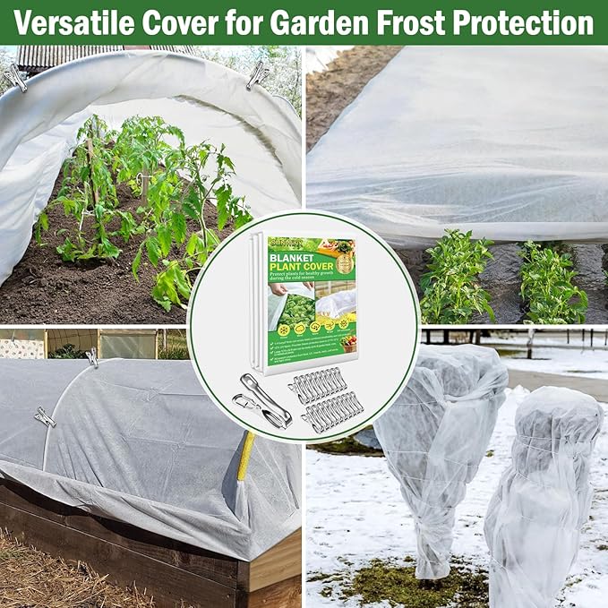 10×50 ft Plant Covers Freeze Protection- 1.4 oz/yd² Frost Cloths Blankets for Outdoor Plants, Reusable Floating Row Cover Plant Freeze Protection for Winter Garden Vegetables Raised Bed, White