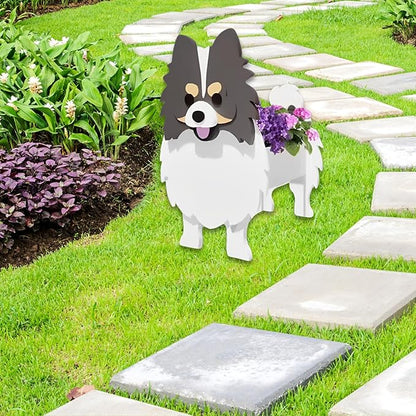 Grey and White Pomeranian Dog Planter Plant Pots,Cute Dog Flower Planter,Gifts for Pet Lovers,Unique Animal Plant Pots,Office,Indoor Outdoor Garden Decor(9.45 * 6.65 * 12.13in)