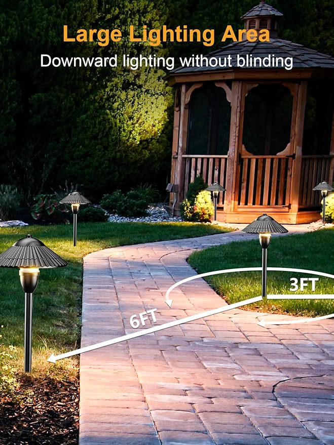 ZUCKEO Low Voltage Landscape Lighting LED Pathway Lights, 5W Landscape Path Lights 3000K Warm White 12-24V, Outdoor IP66 Ground Light for Garden, Walkway, Yard (12-Pack with Connector)
