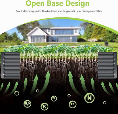 8x2x2FT Galvanized Raised Garden Bed Kit,Vegetable Boxes-Rectangle Metal Flower Box,Large Planter Raised Beds Outdoor Garden for Planting,Fruit,Herb-Grey