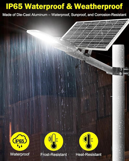 Engrepo Solar Street Light Outdoor, 20000LM Solar Parking Lot Lights Commercial Dusk to Dawn Outside, IP65 Waterproof Security Led Flood Light with Remote Control for Street, Court, Barn, Yard.
