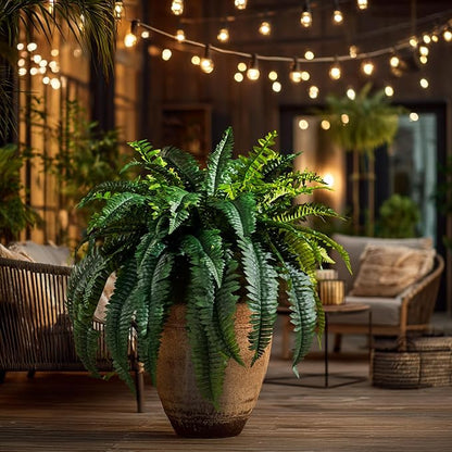 Artificial Boston Fern Plants 2 Pack 38 Leaves 33' Large Artificial Ferns Realistic Fake Hanging Ferns Faux Greenery for Indoor Outdoor Decor Home Office Porch