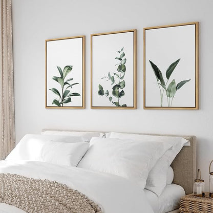 Ashbrook Framed Canvas Print Wall Art Set Green Floral Forest Plant Variety Nature Wilderness Photography Modern Art Minimal Chic Colorful for Living Room, Bedroom, Office - 16"x24"x3 Natural