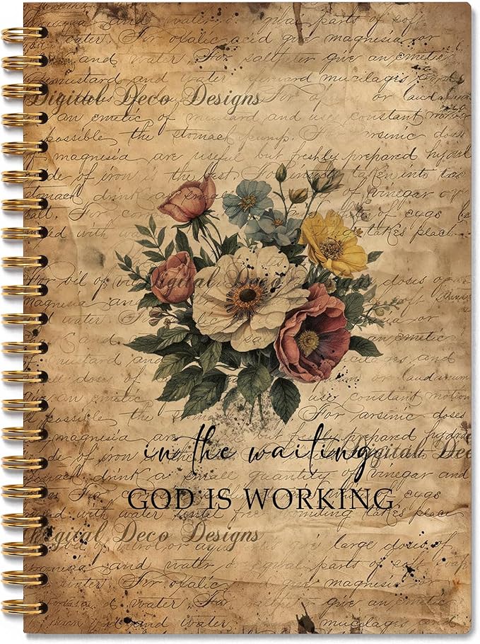 Vintage Floral Spiral Notebook, Flower Notebook Journal for Women, Retro Floral Plant Journal Diary for School Work, Cute Aesthetic School Supplies for Teens Girls Women, 5.5x8.3 Inch