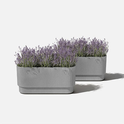 Veradek Demi Series Long Planter for Porch, Patio, Backyard | Durable Plastic-Stone Composite Material | Modern Décor for Shrubs, Flowers
