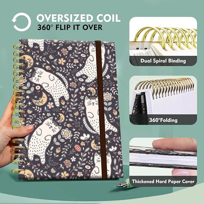 Cute Spiral Journal Notebook,Binding with Premium Paper for Girl Women,Cool Funny 120 Pages,100gsm A5 College Ruled NotebookJournal,Perfect for Gifts Nurse Teacher Women(Cute Cat)