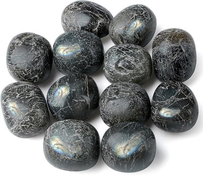 DUQGUHO Labradorite Crystals Healing Crystal Stones Set Natural Crystals Bulk Irregular Tumbled Polished Crystal Stones 0.45 lbs