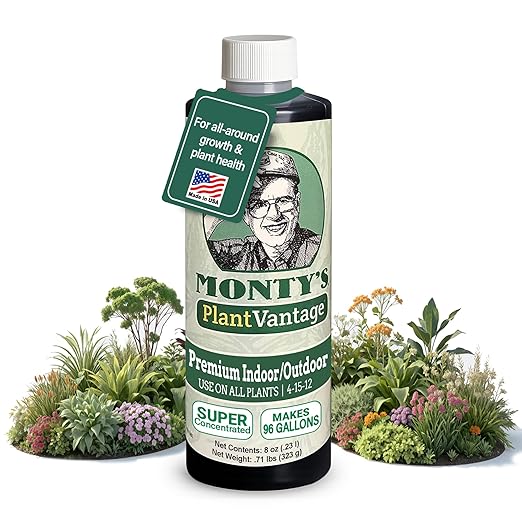 PlantVantage Premium Indoor/Outdoor Plant Food - NPK Fertilizer (4-15-12) with Zinc and Iron for House Plant, Trees and Vegetables - Indoor and Outdoor Plant Liquid Fertilizer - Easy Root Feed - 8 oz