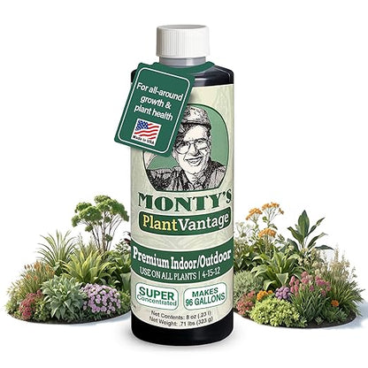 PlantVantage Premium Indoor/Outdoor Plant Food - NPK Fertilizer (4-15-12) with Zinc and Iron for House Plant, Trees and Vegetables - Indoor and Outdoor Plant Liquid Fertilizer - Easy Root Feed - 8 oz