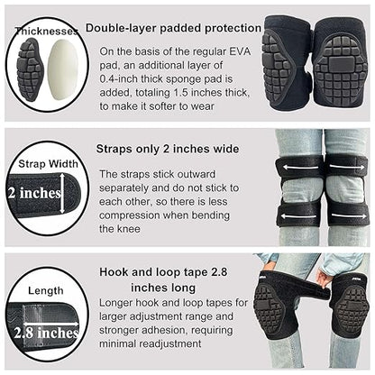 Men/Women Kneeling Knee Pads, Waterproof Knee Pad for Gardenig, Cleaning, Carpet Installation, Tile Concrete Work, Soft Thick EVA Foam Knee Padding for Housework, Mechanic for Christmas, Black M (1 Pair)