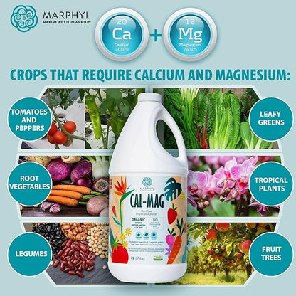 MARPHYL Organic CALMAG Liquid Fertilizer, Calcium + Magnesium, Corrects Common Plant Deficiencies, for Garden, Flowers, Vegetables, Succulents, Bamboo, Hydroponics 16.9 oz
