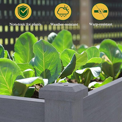 MUPATER 4x2FT Raised Garden Bed, Raised Planter Box with Four Legs, Elevated Garden Bed with Drainage Holes for Herbs, Flowers and Vegetables for Garden, Greenhouse and Farm, Gray