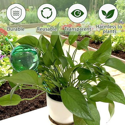10 Pcs Self Watering Globes, Plant Watering Globes Automatic Watering Bulbs for Indoor Outdoor, Vacation Potted Plant Care Water Conservation Device (Green)