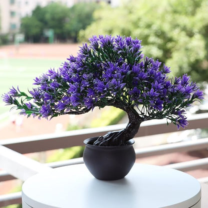 Artificial Bonsai Tree - Fake Plants for Home Decor, Bookshelf Coffee Table Office Desk Bathroom Farmhouse Indoor Decor, 9.5" Tall, Purple