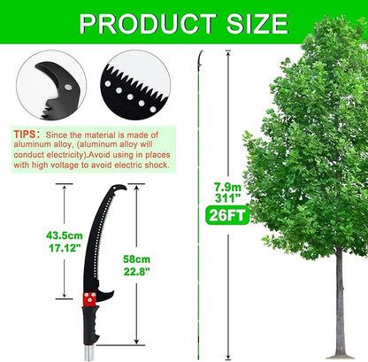 Manual pole saw,Tree Trimmer, Pole Pruning Saw, Pole Saws for Tree Trimming, Gardening Tools Pruner Hand Pole Saw For Yard(Green 26FT)