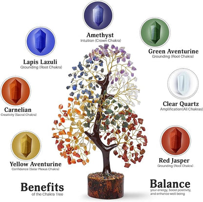 FASHIONZAADI 7 Chakra Healing Crystal Tree, Crystal Tree of Life for Home Decor, Office Desk Decor, Handmade Bonsai Trees for Positive Energy, Money, Good Luck Birthday Gifts for Women, Mom