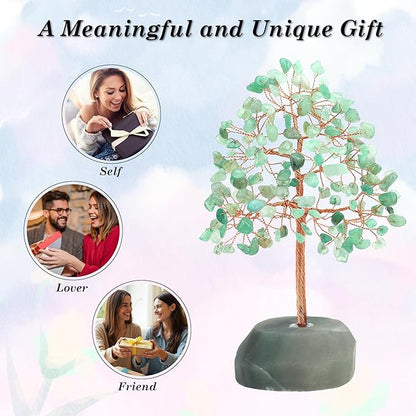 SITUMEIZI Green Aventurine Tree 7.09IN Healing Stones Natural Crystals Base Copper Wire Tree Life Reiki Green Gifts for Women Room Office Desk Decor Spiritual Meditation Energy