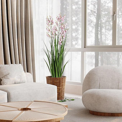 Fake Plants Home Decor Fake Flowers Artificial Plants Outdoor Tall Grass Plant Artificial Pampas Grass Decor Artificial Plants Indoor Fake Grass Living Room Decor Artificial Grass 36" 2PCS（Pink）