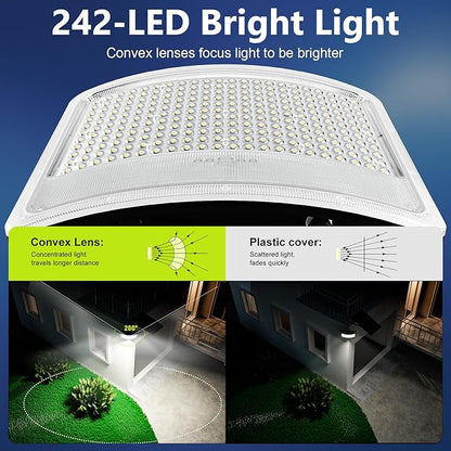 8000W Solar Flood Lights Outdoor, Solar Powered Outside Street Light Dusk to Dawn Waterproof Security Commercial Lighting with 16.4ft Cables and Motion Sensor for Yard,Garage,Swimming Pool, Pathway
