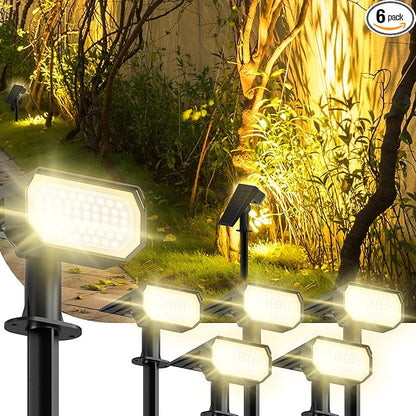 Ensenior Solar Spotlights Outdoor, 56 LEDs Brightness Adjustable 3000K LED Solar Garden Lights, Halloween Christmas Landscape Lighting for Flag/Yard/Pathway, IP65 Waterproof - 6 Pack