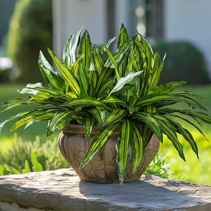 4 Pcs Artificial Greenery Stems Dracaena Faux Branches Artificial Plants Realistic Fake Dracaena Greenery Realistic Plants for Indoor Outdoor Porch Patio Home Office Living Room Decor (Light Green)