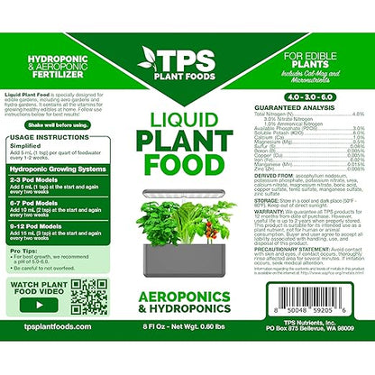 Liquid Plant Food for use in AeroGarden, IDOO and Hydroponic Growing Systems, Liquid Fertilizer 8 oz (250mL)