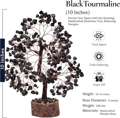 YATSKIA Black Tourmaline Crystal Tree for Positive Energy, Crystal Tree of Life Decor, Feng Shui Decor, Crystals Decor, Spritiual Gift, Meditation Accessories