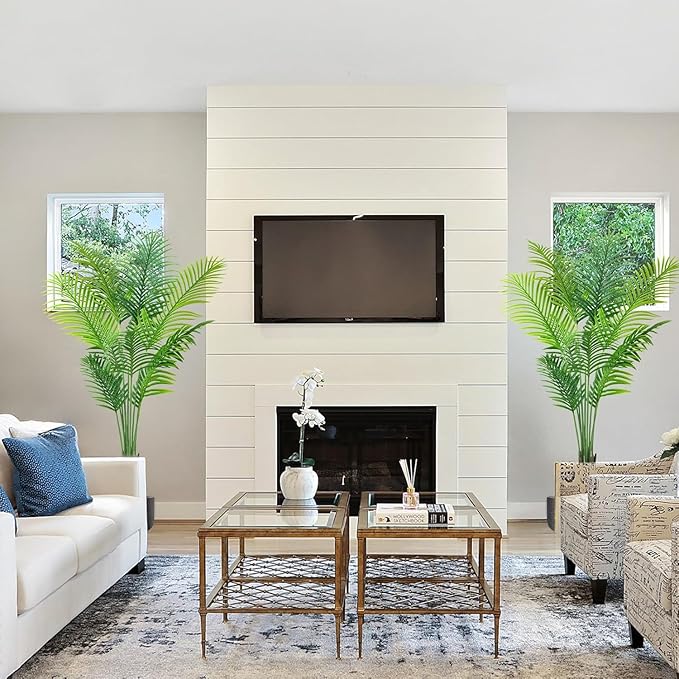 5ft Artificial Palm Tree Indoor Decor with 13Trunks Plant Tall Fake Tropical Palm Tree in Pot Faux Areca Palm Tree for Home Office Living Room Decor Gift（1pack）