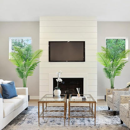 5ft Artificial Palm Tree Indoor Decor with 13Trunks Plant Tall Fake Tropical Palm Tree in Pot Faux Areca Palm Tree for Home Office Living Room Decor Gift（1pack）