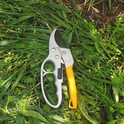Pruning Shears for Gardening, Work 3 Times Easier, Garden Scissors & Clippers for arthritis weak, Professional Branch Garden Secateurs (Yellow)