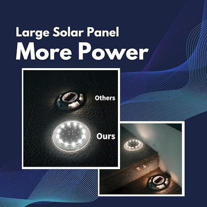 Solar Dock Lights, Super Bright Disc LED Outdoor Waterproof, Anti-Slip & Anti-Trip Flat Low Profile for Marine, Deck, Ground, Pool, Pier, Pathway, Step (Warm White, 6Pack)